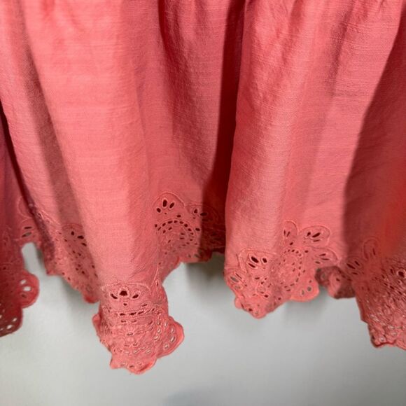 Old Navy Aspen Lace Up Tiered Summer Dress Coral Long Sleeve Plus Size XXL - Picture 3 of 8
